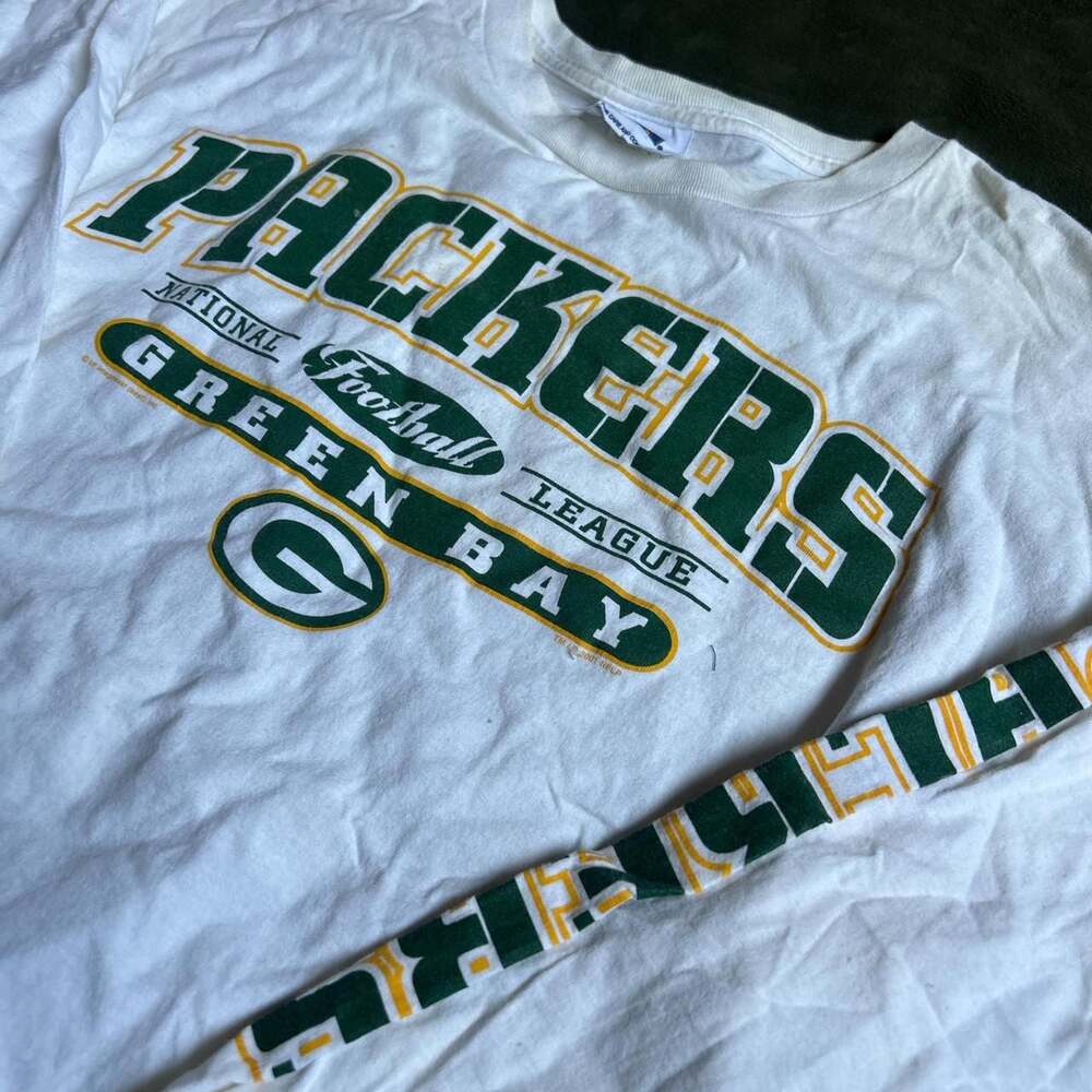 Vintage Green Bay Packers Long Sleeve T-Shirt - White, Size XL